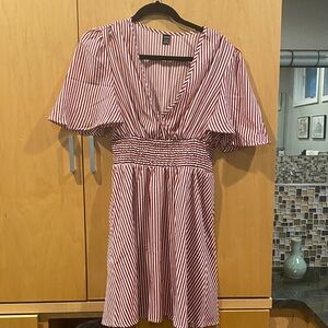 SHEIN Red and White Striped Mini Dress